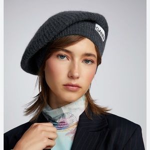 Ganni Wool Rib Knit Beret